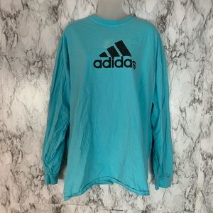 Adidas logo long sleeve blue teal top shirt